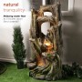 5-TIER TREE BARK FOUNTAIN WITH COOL WHITE LED LIGHTS 