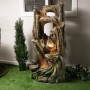 Alpine Corporation 59" Tall Indoor/Outdoor 5-Tier Waterfall Tree Stump Fountain with LED Lights