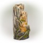 Alpine Corporation 59" Tall Indoor/Outdoor 5-Tier Waterfall Tree Stump Fountain with LED Lights