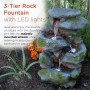 22" TALL ROCK WATERFALL FOUNTAIN WITH LED LIGHTS