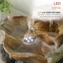9" TALL TABLETOP LEAF FOUNTAIN WITH LED LIGHTS