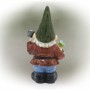 12" Green Hat Gnome Garden Statue with Flower Pot on Hand 