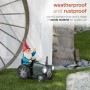 Alpine Corporation 10" Tall Outdoor Garden Gnome Riding Green Tractor Yard Statue Decoration with LED Lights, Multicolor