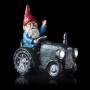 Alpine Corporation 10" Tall Outdoor Garden Gnome Riding Green Tractor Yard Statue Decoration with LED Lights, MulticolorAlpine Corporation 10" Tall Outdoor Garden Gnome Riding Green Tractor Yard Statue Decoration with LED Lights, Multicolor