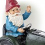 Alpine Corporation 10" Tall Outdoor Garden Gnome Riding Green Tractor Yard Statue Decoration with LED Lights, Multicolor