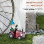 Alpine Corporation 10" Tall Outdoor Garden Gnome Riding Red Tractor Yard Statue Decoration with LED Lights, Multicolor