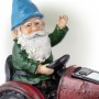 Alpine Corporation 10" Tall Outdoor Garden Gnome Riding Red Tractor Yard Statue Decoration with LED Lights, Multicolor