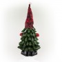 Alpine Corporation 28"H Polyresin Christmas Tree "Cheer" Gnome Decoration with Color Changing LED Lights
