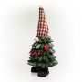 Alpine Corporation 28"H Polyresin Christmas Tree "Merry" Gnome Decoration with Color Changing LED Lights