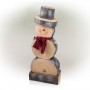 Alpine Corporation 38"H Indoor/Outdoor Christmas Snowman Statue Decoration with Wood Texture