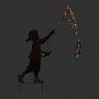 41" SOLAR BOY SILHOUETTE WITH COLORFUL KITE AND LED LIGHTS 