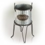 19" Metallic Outdoor Tin Can Flower Planter with Stand
