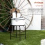 34" Antique Metallic White Cylindrical Fountain Sink with Stand