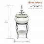 32" ANTIQUE METALLIC WHITE CYLINDRICAL FOUNTAIN SINK WITH STAND 