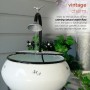 32" Antique Metallic White Cylindrical Fountain Sink with Stand