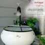 32" ANTIQUE METALLIC WHITE CYLINDRICAL FOUNTAIN SINK WITH STAND 