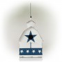 Alpine Corporation 18" Tall Outdoor Patriotic Rooster Vane Top Birdhouse and Perch, Multicolor