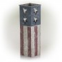 Alpine Corporation 16" Tall Indoor/Outdoor Rustic Metal American Flag Decorative Planter, Medium