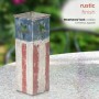 Alpine Corporation 12" Tall Indoor/Outdoor Rustic Metal American Flag Decorative Planter, Small