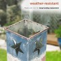 Alpine Corporation 12" Tall Indoor/Outdoor Rustic Metal American Flag Decorative Planter, Small