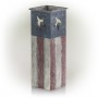 Alpine Corporation 12" Tall Indoor/Outdoor Rustic Metal American Flag Decorative Planter, Small