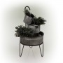 3-TIER STACKED RUSTIC METAL TUB PLANTER FOUNTAIN 
