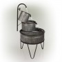 3-TIER STACKED RUSTIC METAL TUB PLANTER FOUNTAIN 