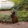 24" VINTAGE BARREL WATER PUMP WITH BUCKETS FOUNTAIN 