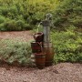 24" VINTAGE BARREL WATER PUMP WITH BUCKETS FOUNTAIN 