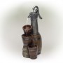 24" VINTAGE BARREL WATER PUMP WITH BUCKETS FOUNTAIN 