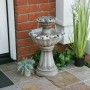 24" GREY TWO TIER PEDESTAL FOUNTAIN WITH DECORATIVE STONES 