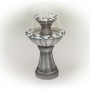 24" GREY TWO TIER PEDESTAL FOUNTAIN WITH DECORATIVE STONES 