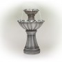 24" GREY TWO TIER PEDESTAL FOUNTAIN WITH DECORATIVE STONES 