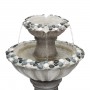 24" GREY TWO TIER PEDESTAL FOUNTAIN WITH DECORATIVE STONES 