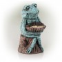 16" Sitting Turquoise-Colored Frog Garden Statue with Flower