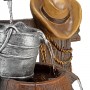 PUMP AND BARREL FOUNTAIN WITH COWBOY HAT