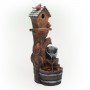 CARDINAL BIRDHOUSE CASCADING BARREL FOUNTAIN