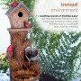 Alpine Corporation Solar-Powered Cascading Barrel Fountain and Cardinal Birdhouse , 32" High