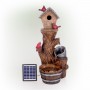 Alpine Corporation Solar-Powered Cascading Barrel Fountain and Cardinal Birdhouse , 32" High