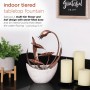 Alpine Corporation 15"H Indoor Multi-Tier Metal Floral Leaf Tabletop Fountain with Stone-Filled Base
