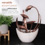 Alpine Corporation 15"H Indoor Multi-Tier Metal Floral Leaf Tabletop Fountain with Stone-Filled Base