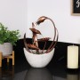 METAL FLORAL LEAF MULTI-TIER TABLETOP FOUNTAIN WITH STONES 