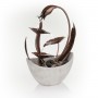 Alpine Corporation 15"H Indoor Multi-Tier Metal Floral Leaf Tabletop Fountain with Stone-Filled Base