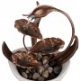 METAL FLORAL LEAF MULTI-TIER TABLETOP FOUNTAIN WITH STONES 