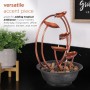 METAL LEAF MULTI-TIER TABLETOP FOUNTAIN WITH STONES 