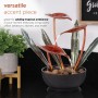 METAL TROPICAL FLORAL MULTI-TIER TABLETOP FOUNTAIN WITH STONE 