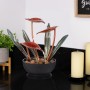 METAL TROPICAL FLORAL MULTI-TIER TABLETOP FOUNTAIN WITH STONE 